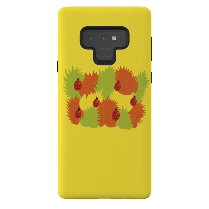 Galaxy Note 9 StrongFit Autumn Leaves And Ladybugs by Boriana Giormova