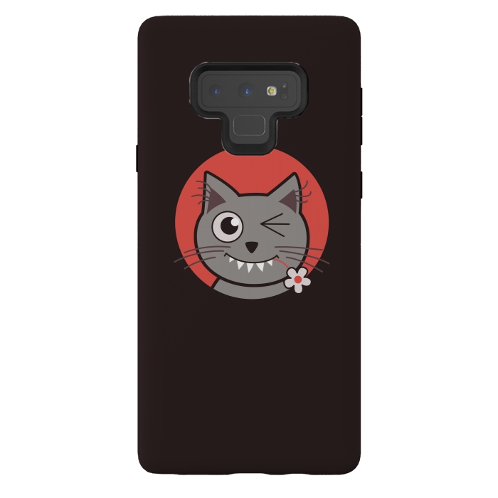 Galaxy Note 9 StrongFit Cute Winking Kitty Cat by Boriana Giormova