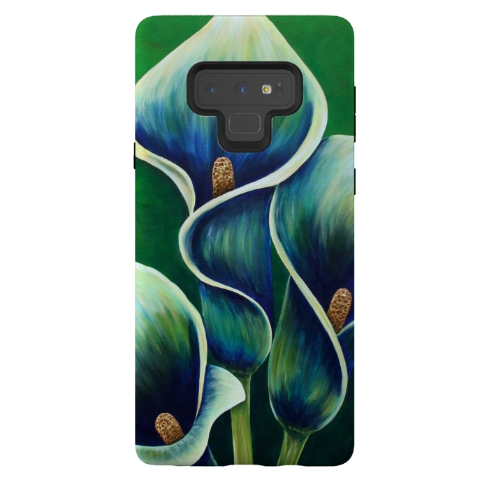Galaxy Note 9 StrongFit Blue Calla Lilies by Denise Cassidy Wood