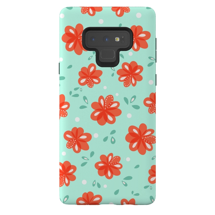 Galaxy Note 9 StrongFit Cheerful Decorative Red Flowers Pattern by Boriana Giormova