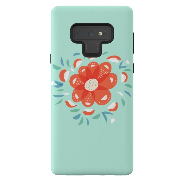 Galaxy Note 9 StrongFit Whimsical Decorative Red Flower by Boriana Giormova