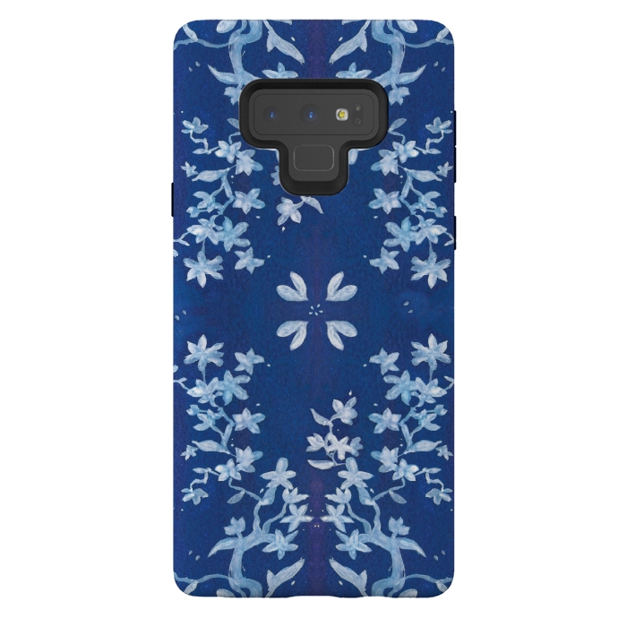 Galaxy Note 9 StrongFit Indigo Floral by Zoe Charlotte