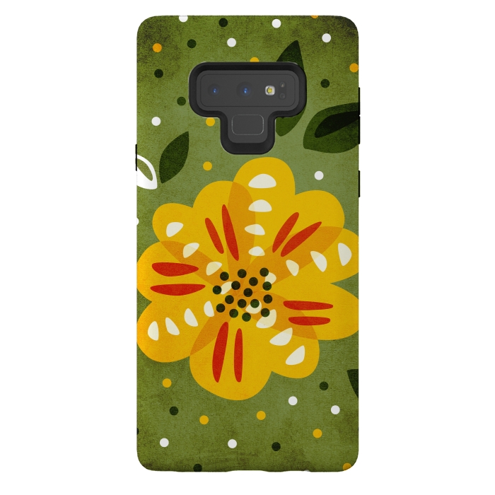 Galaxy Note 9 StrongFit Abstract Yellow Spring Flower by Boriana Giormova