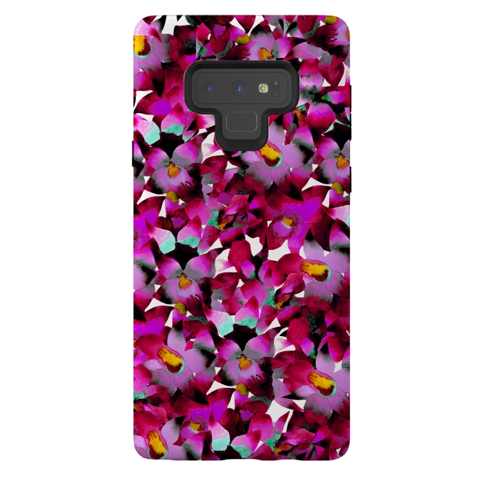 Galaxy Note 9 StrongFit Pink Floral by Amaya Brydon