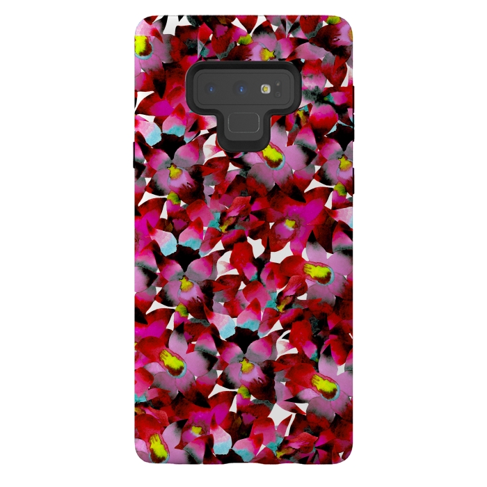 Galaxy Note 9 StrongFit Red Floral by Amaya Brydon