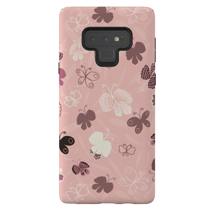 Galaxy Note 9 StrongFit Pretty Butterflies on Pink by Paula Ohreen