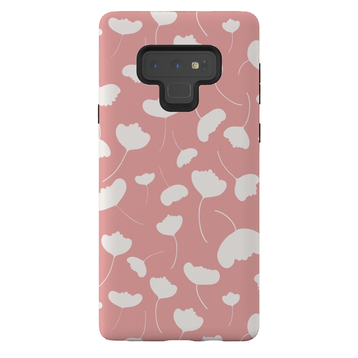 Galaxy Note 9 StrongFit Fan Flowers on Pink by Paula Ohreen
