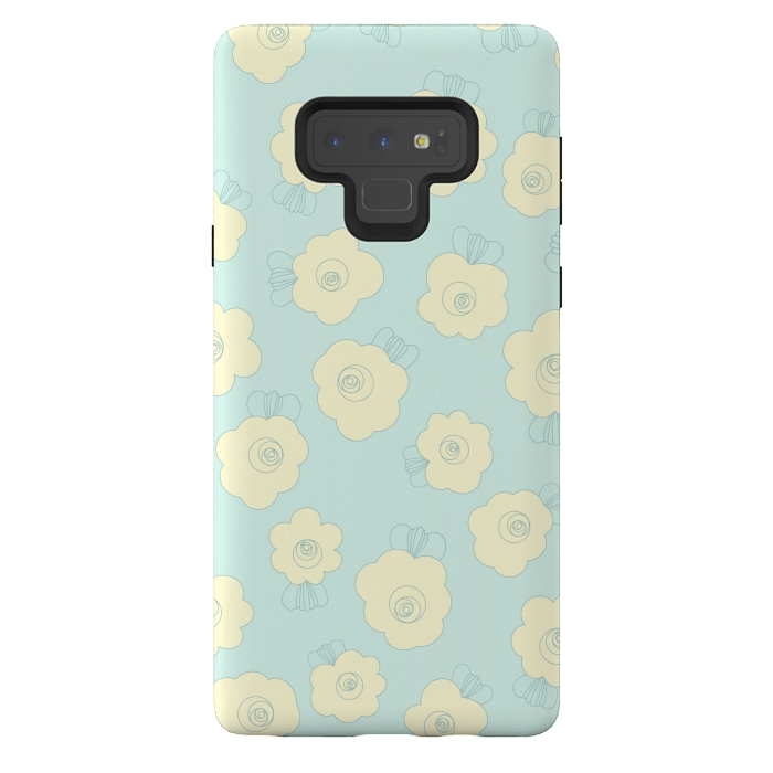 Galaxy Note 9 StrongFit Blue Fluffy Flowers by Paula Ohreen