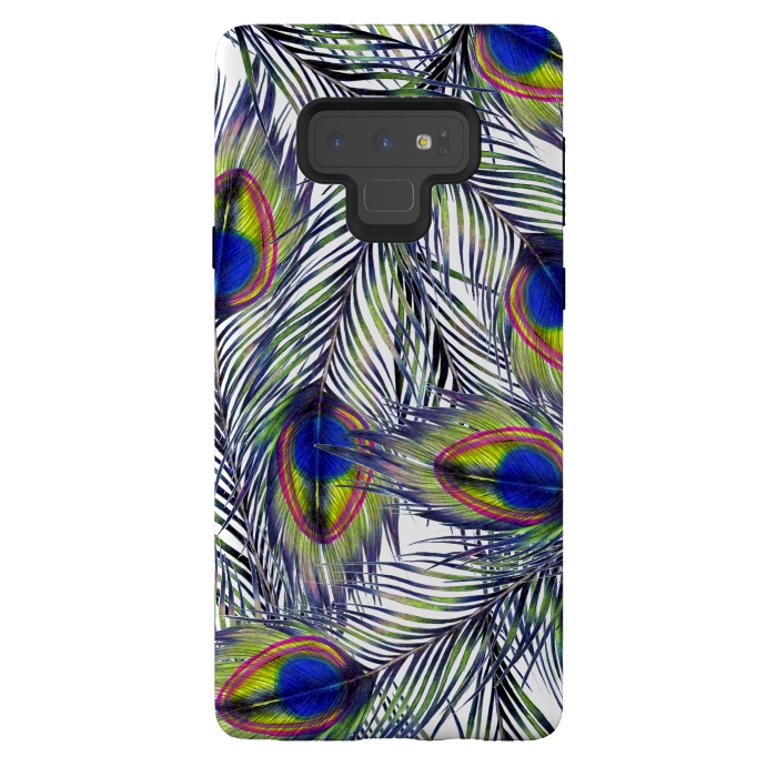Galaxy Note 9 StrongFit Peacock Feathers Pattern by ECMazur 