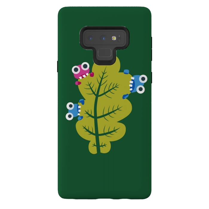 Galaxy Note 9 StrongFit Cute Cartoon Bugs Eat Green Leaf by Boriana Giormova