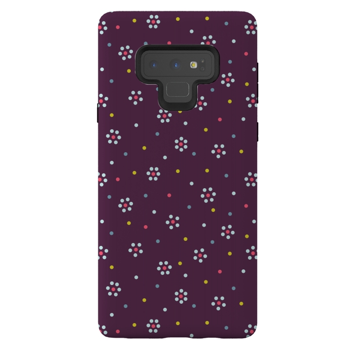 Galaxy Note 9 StrongFit Flowers Made Of Dots Pattern On Purple by Boriana Giormova