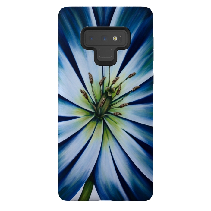 Galaxy Note 9 StrongFit Blue Tulip Flower by Denise Cassidy Wood