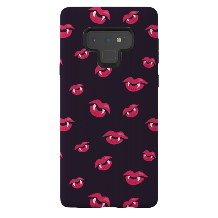 Galaxy Note 9 StrongFit Pink Vampire Lips And Fangs Pattern by Boriana Giormova
