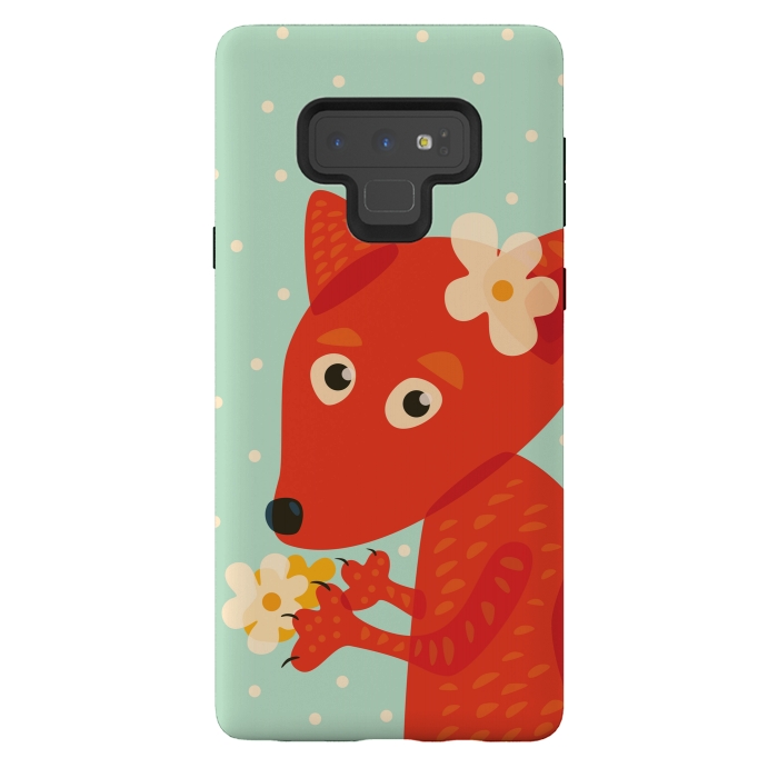 Galaxy Note 9 StrongFit Cute Fox With Flowers by Boriana Giormova