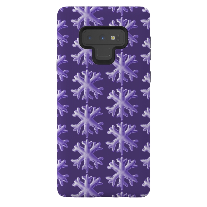 Galaxy Note 9 StrongFit Ultra Violet Fluffy Snowflake Pattern by Boriana Giormova