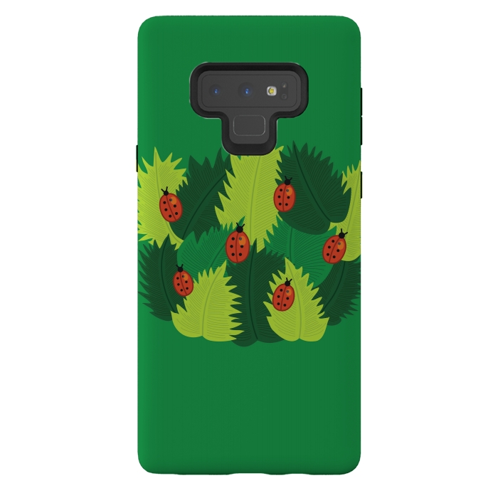 Galaxy Note 9 StrongFit Green Leaves And Ladybugs In Spring by Boriana Giormova