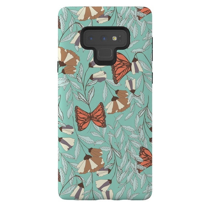 Galaxy Note 9 StrongFit Romantic Butterflies Blue by Jelena Obradovic
