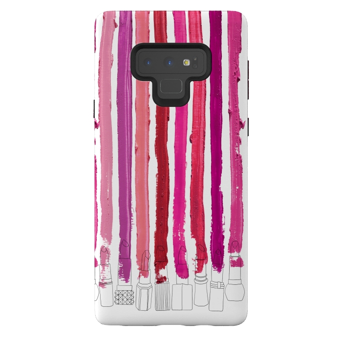 Galaxy Note 9 StrongFit Lipstick Stripes by Notsniw