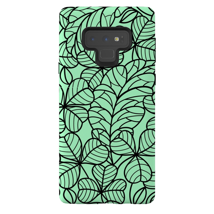Galaxy Note 9 StrongFit BLACK GREEN PATTERN by MALLIKA