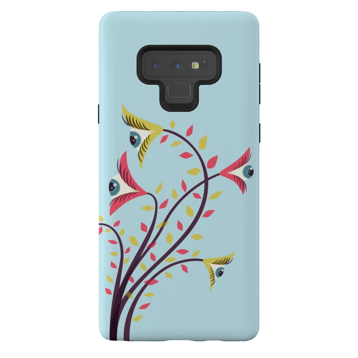 Galaxy Note 9 StrongFit Weird Colorful Watching Eyes Flowers by Boriana Giormova