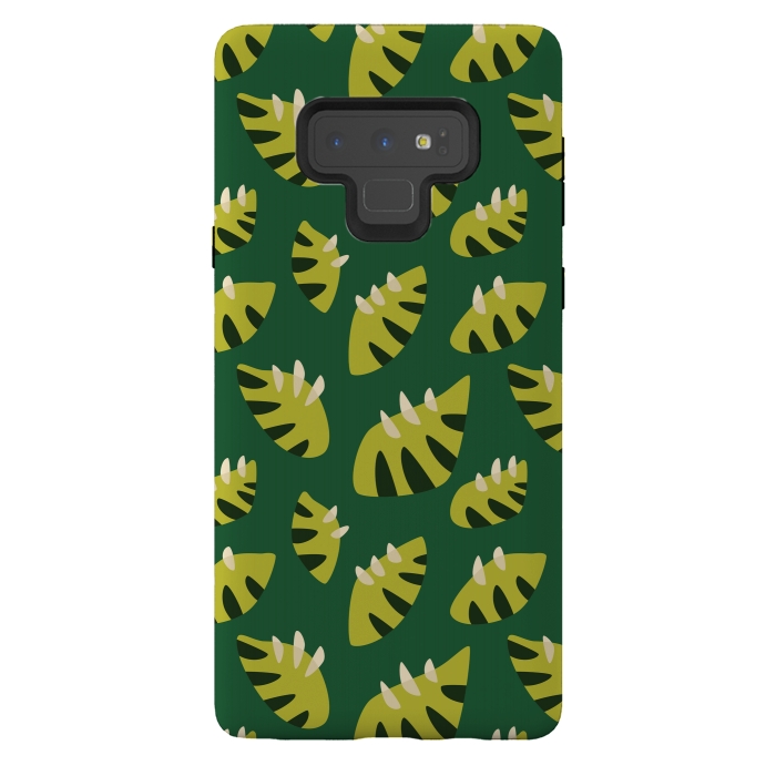 Galaxy Note 9 StrongFit Clawed Abstract Green Leaf Pattern by Boriana Giormova