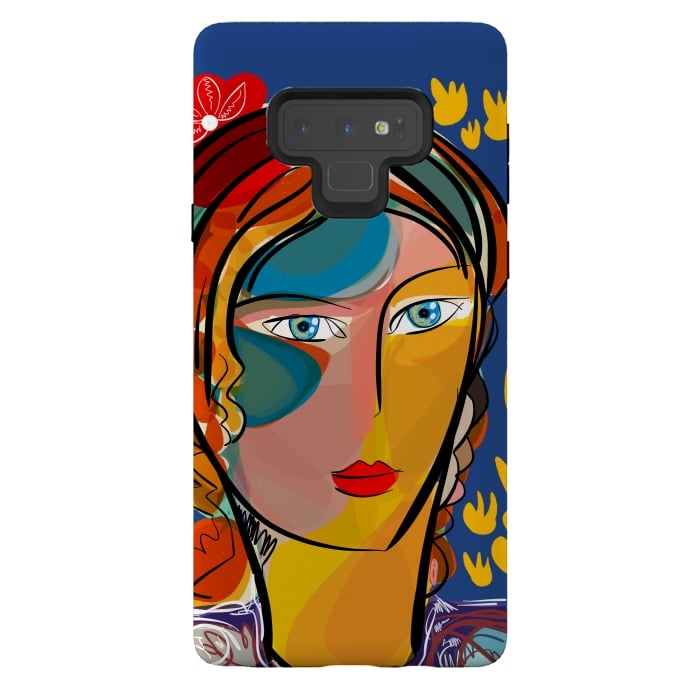 Galaxy Note 9 StrongFit French Flower Pop Art Girl  by Emmanuel Signorino