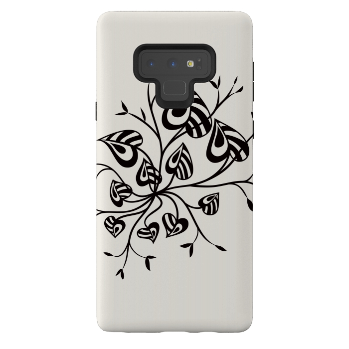 Galaxy Note 9 StrongFit Abstract Black And White Floral With Pointy Leaves by Boriana Giormova