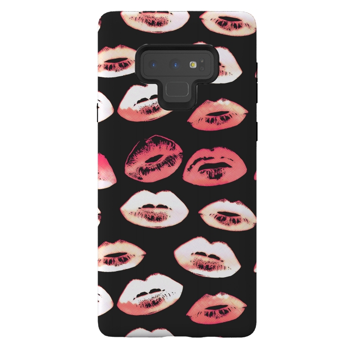 Galaxy Note 9 StrongFit Red pink lipstick kisses by Oana 