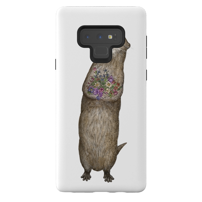 Galaxy Note 9 StrongFit Otter and Flowers by ECMazur 