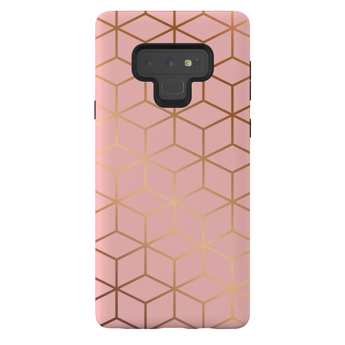 Galaxy Note 9 StrongFit Pink & Gold Geometry 011 by Jelena Obradovic