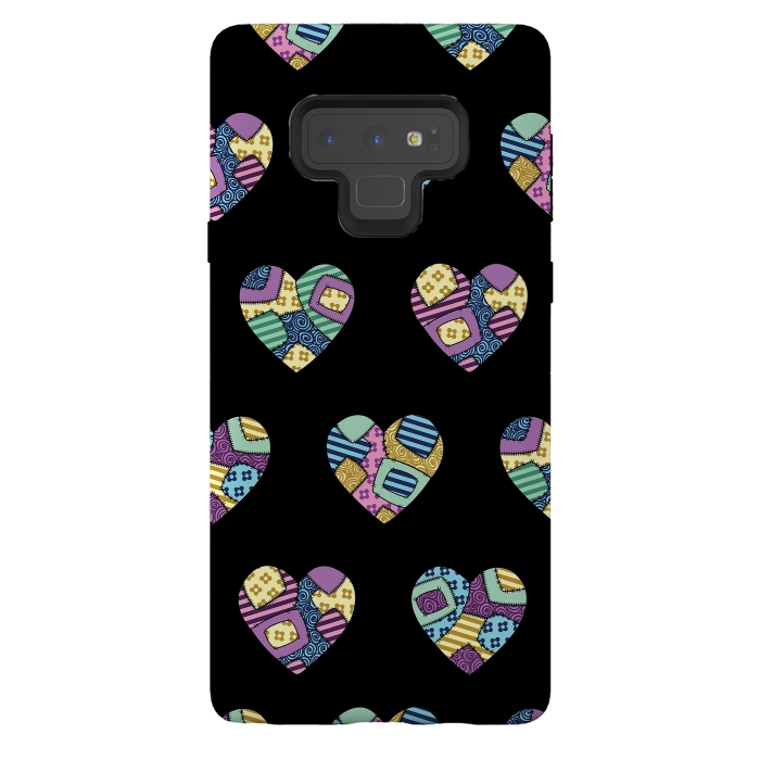 Galaxy Note 9 StrongFit patchwork heart pattern by Laura Nagel