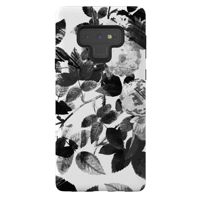 Galaxy Note 9 StrongFit Black and white ink roses by Oana 