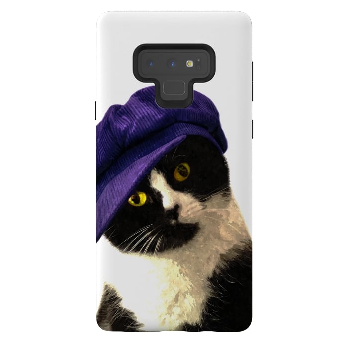 Galaxy Note 9 StrongFit Cute Cat Blue Hat by Alemi