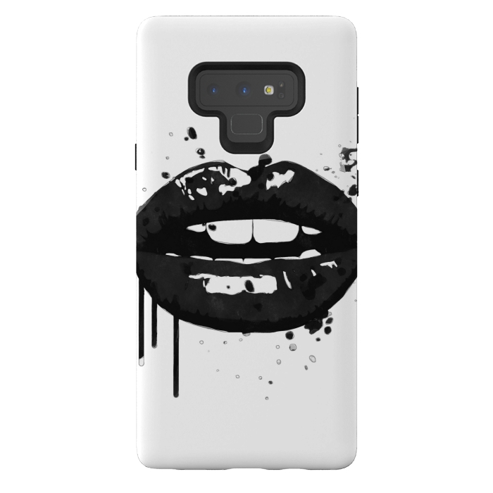 Galaxy Note 9 StrongFit Black Lips Fashion Illustration by Alemi