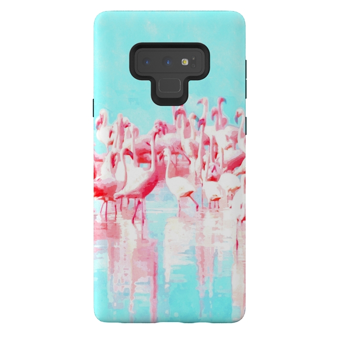 Galaxy Note 9 StrongFit Flamingos Tropical Illustration by Alemi