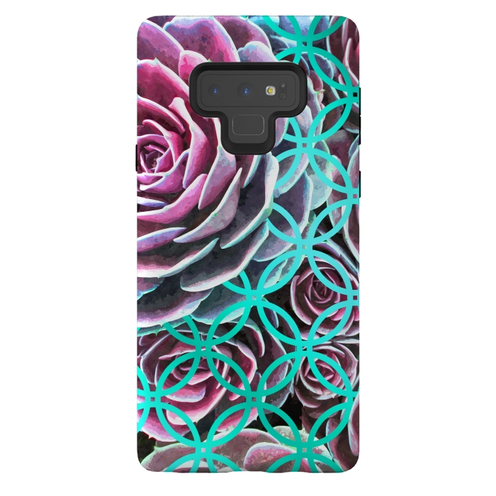 Galaxy Note 9 StrongFit Purple Cactus Turquoise Circle by Alemi