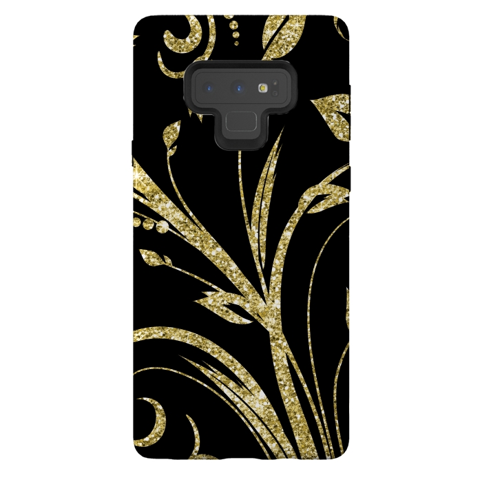 Galaxy Note 9 StrongFit Black Gold and Glitter Pattern by Alemi