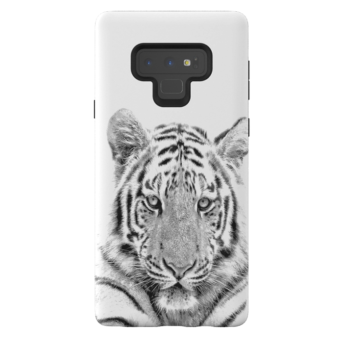 Galaxy Note 9 StrongFit Black and White Tiger by Alemi
