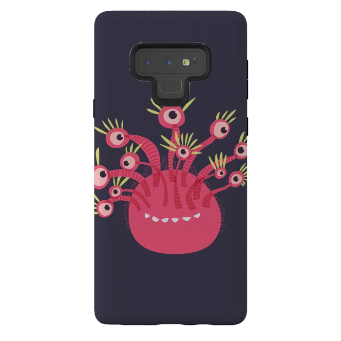 Galaxy Note 9 StrongFit Funny Pink Monster With Eleven Eyes by Boriana Giormova