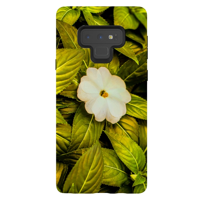 Galaxy Note 9 StrongFit Leaves and White Flower by Bledi