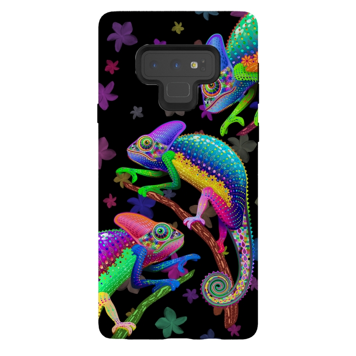 Galaxy Note 9 StrongFit Chameleon Fantasy Rainbow Colors by BluedarkArt