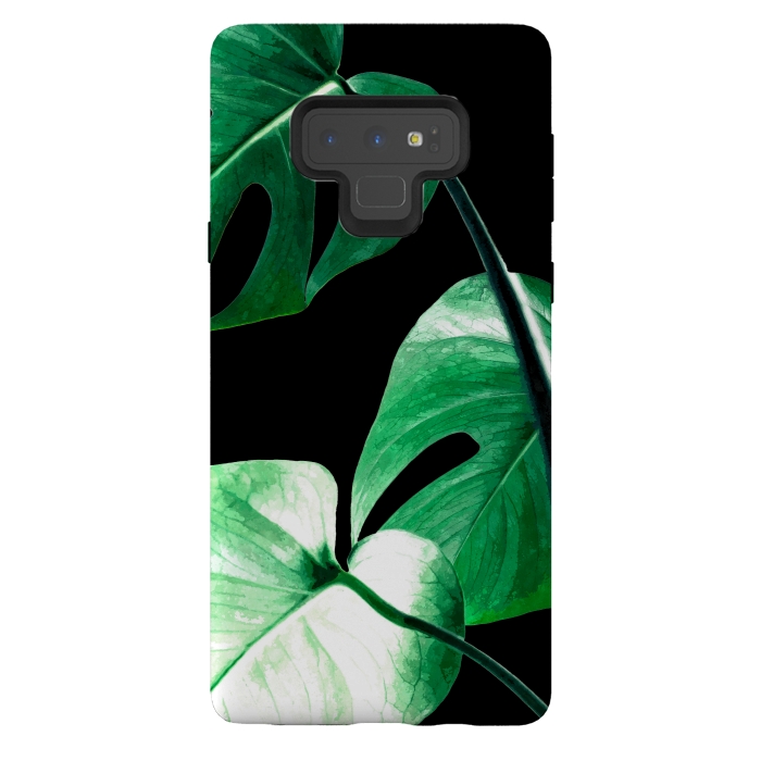 Galaxy Note 9 StrongFit Green Monstera Leaves by Alemi