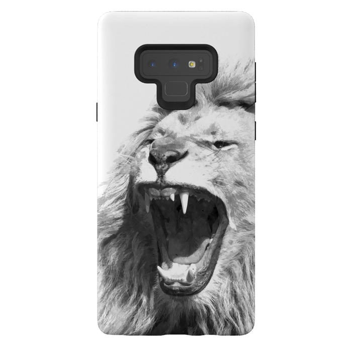 Galaxy Note 9 StrongFit Black and White Fierce Lion by Alemi