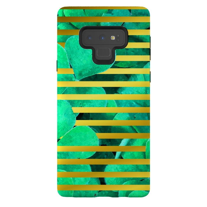 Galaxy Note 9 StrongFit Clover and Gold Stripes Geometric Illustration by Alemi