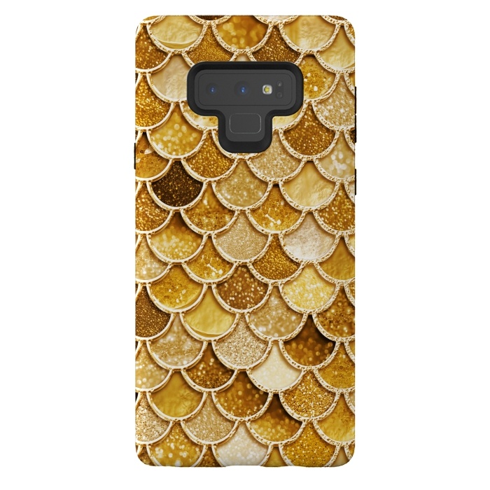 Galaxy Note 9 StrongFit Faux Gold Glitter Mermaid Scales by  Utart