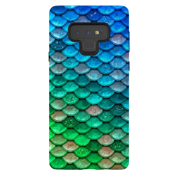 Galaxy Note 9 StrongFit Green & Blue Glitter Mermaid Scales by  Utart