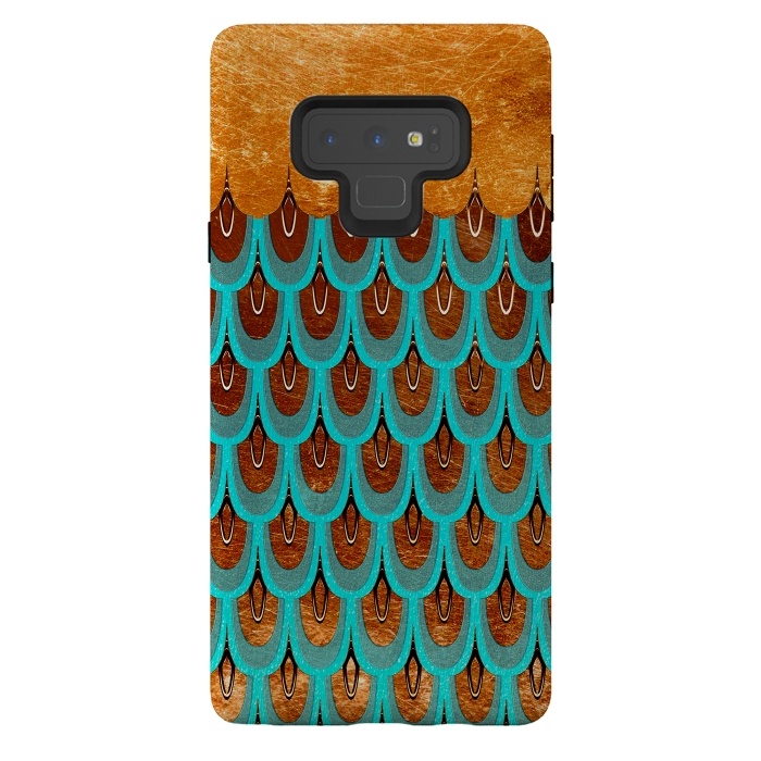 Galaxy Note 9 StrongFit Copper & Teal Gold Mermaid Scales by  Utart