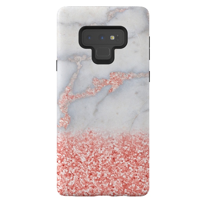 Galaxy Note 9 StrongFit Sparkly Pink Rose Gold Glitter Ombre Bohemian Marble by  Utart