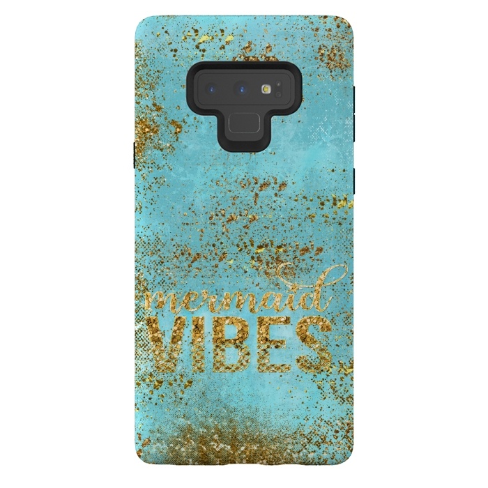 Galaxy Note 9 StrongFit Mermaid Vibes - Teal & Gold Glitter Typography by  Utart