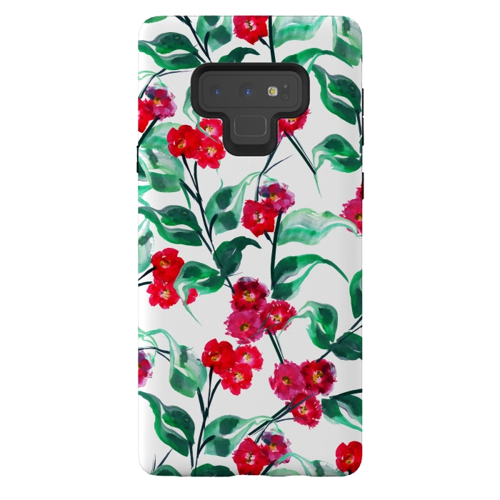 Galaxy Note 9 StrongFit Tropical Watercolor Flower Pattern VII by Bledi